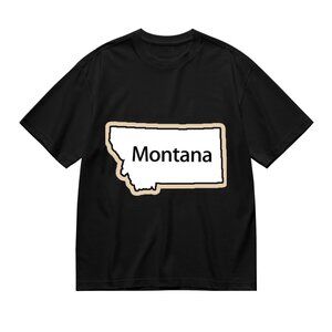 Montana State Outline Graphic Tee - Black & White